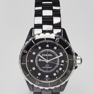 Chanel Black J12 Ceramic And Diamonds 38mm Automatic Watch-H1626